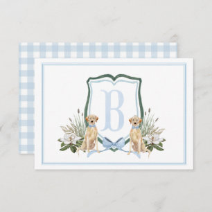 Preppy Southern Blue Boy Dog Baby Shower Thank You Card