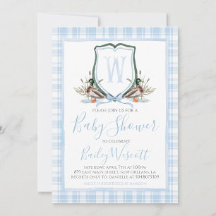 Preppy Southern Blue Boy Duck Baby Shower Invitation