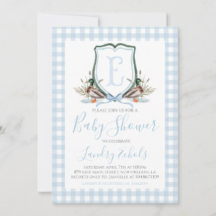 Preppy Southern Blue Boy Duck Baby Shower Invitation