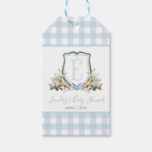 Preppy Southern Blue Boy Pelican Baby Shower Gift Tags