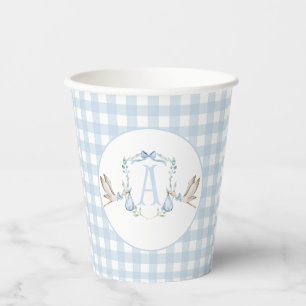 Preppy Southern Blue Boy Stork Baby Shower Paper Cups