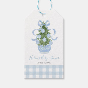Preppy Southern Blue Chinoiserie Christmas Tree  Gift Tags