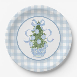 Preppy Southern Blue Christmas Baby Shower Paper Plate