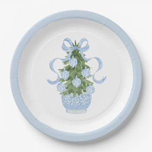 Preppy Southern Blue Christmas Paper Plate