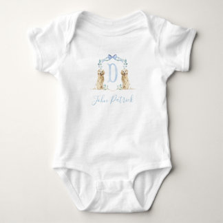 Preppy Southern Blue Dog Boy Baby Shower Baby  Bodysuit