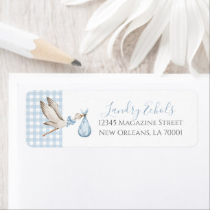 Preppy Southern Blue Stork Tree Address Labels