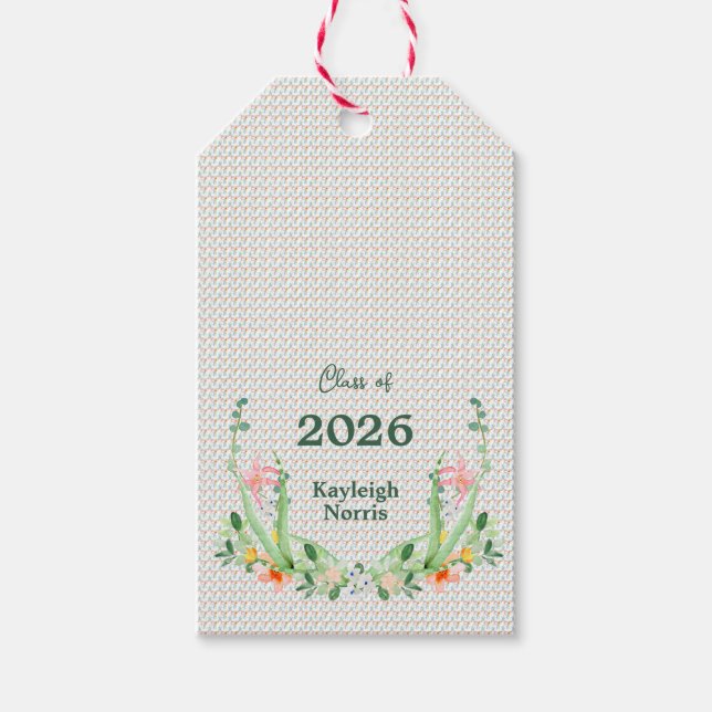 Preppy Southern Custom Graduation Gift Tags (Front)