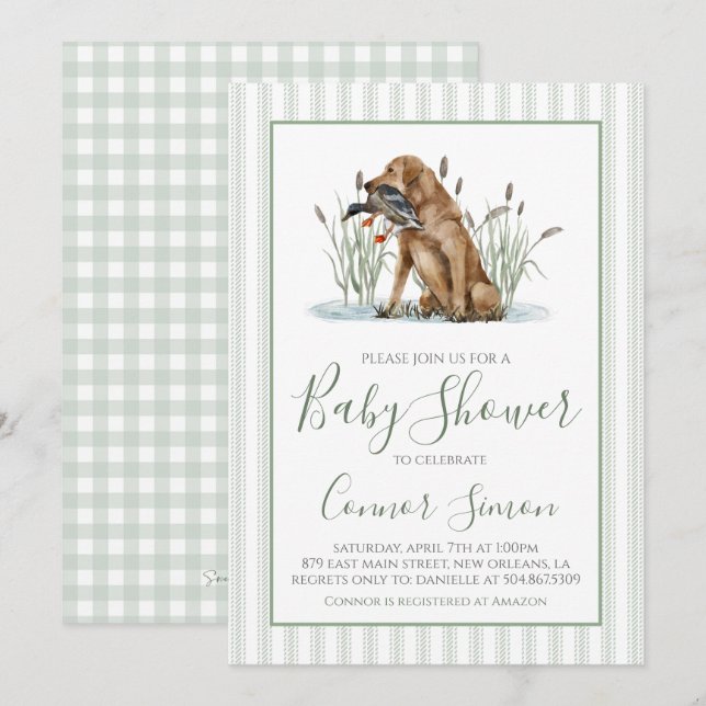 Preppy Southern Duck Hunter Baby Shower Invitation (Front/Back)