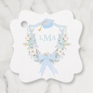 Preppy Southern Gingham Monogram Graduation Favour Tags