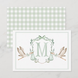 Preppy Southern Green Stork Thank You Card