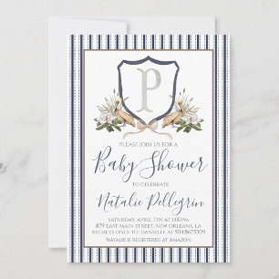 Preppy Southern Pelican Boy Baby Shower Invitation