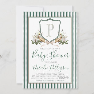 Preppy Southern Pelican Boy Baby Shower Invitation