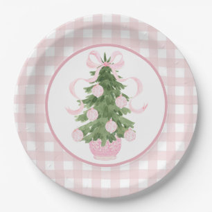 Preppy Southern Pink Christmas Baby Shower Paper Plate