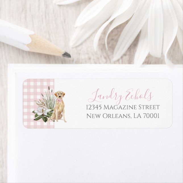 Preppy Southern Pink Dog Address Labels (Insitu)