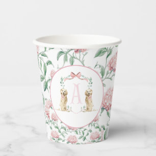 Preppy Southern Pink Girl Dog Baby Shower Paper Cups