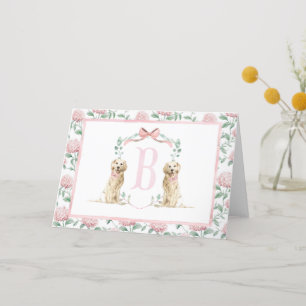 Preppy Southern Pink Girl Dog Baby Shower Thank You Card