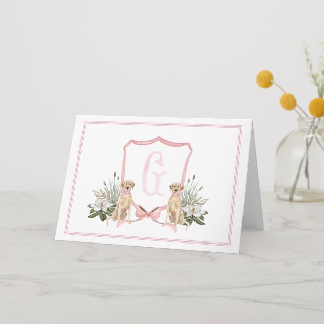 Preppy Southern Pink Girl Dog Thank You Card (Front)