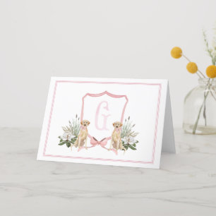 Preppy Southern Pink Girl Dog Thank You Card