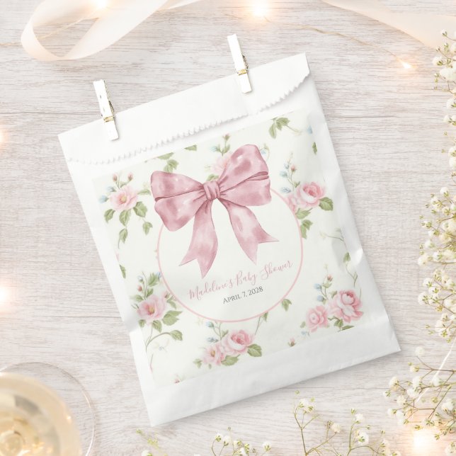 Preppy Southern Pink Girl Floral Baby Shower Favour Bags (Clipped)