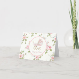 Preppy Southern Pink Girl Floral Thank You Card