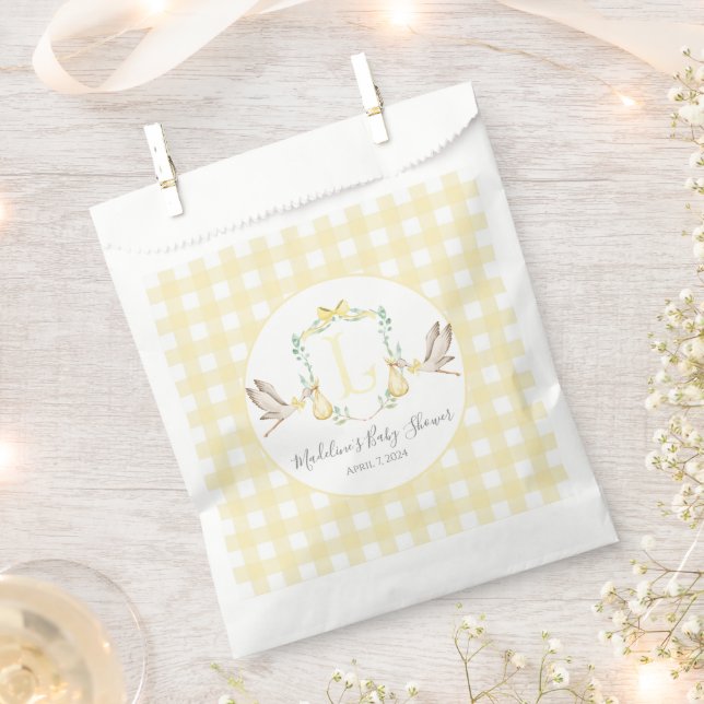 Preppy Southern Yellow Stork Baby Shower Favour Bags (Clipped)