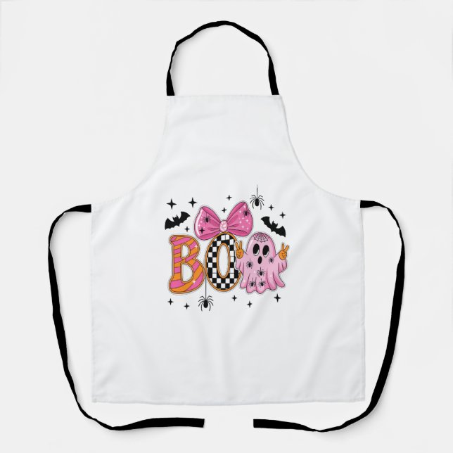 Preppy Spooky Halloween Boo Apron (Front)