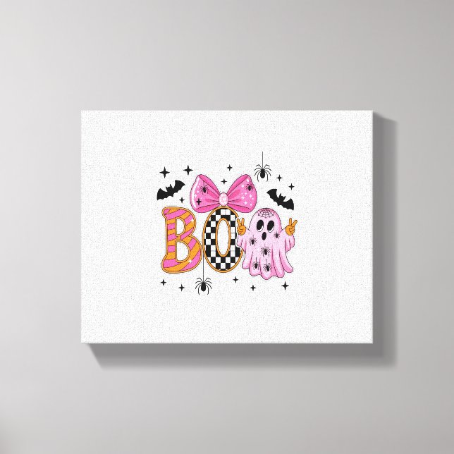 Preppy Spooky Halloween Boo Canvas Print (Front)