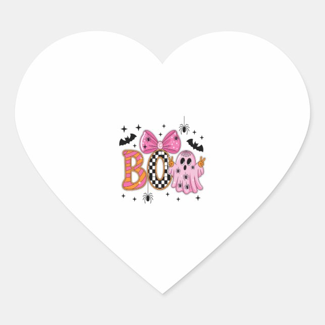 Preppy Spooky Halloween Boo Heart Sticker (Front)