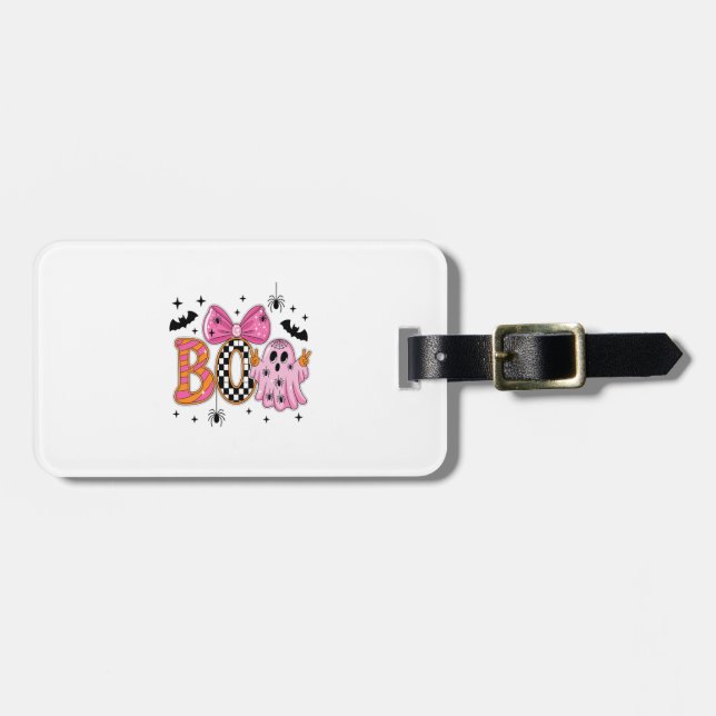 Preppy Spooky Halloween Boo Luggage Tag (Front Horizontal)