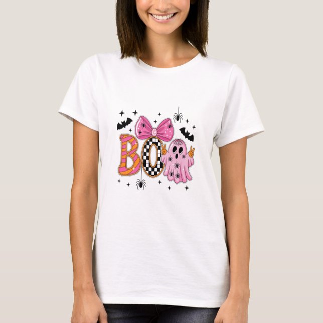 Preppy Spooky Halloween Boo T-Shirt (Front)