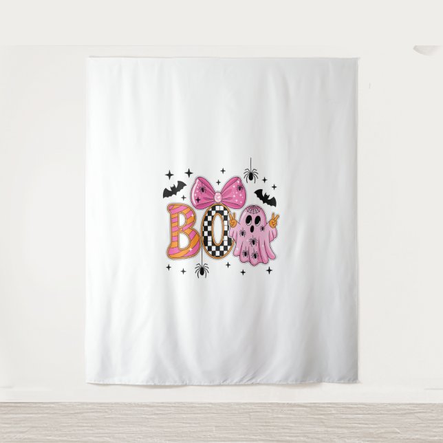 Preppy Spooky Halloween Boo Tapestry (Front)