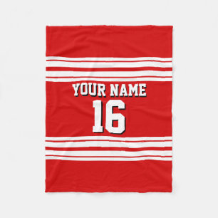 Preppy Sporty Red with White Stripes Team Jersey Fleece Blanket