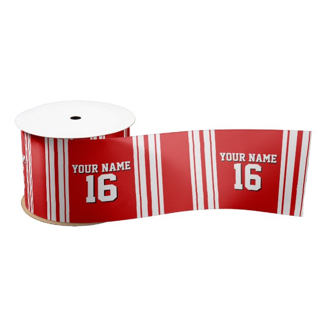 Preppy Sporty Red with White Stripes Team Jersey Satin Ribbon (Spool)