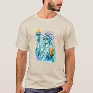 Preppy Statue of Liberty Iced Coffee  T-Shirt