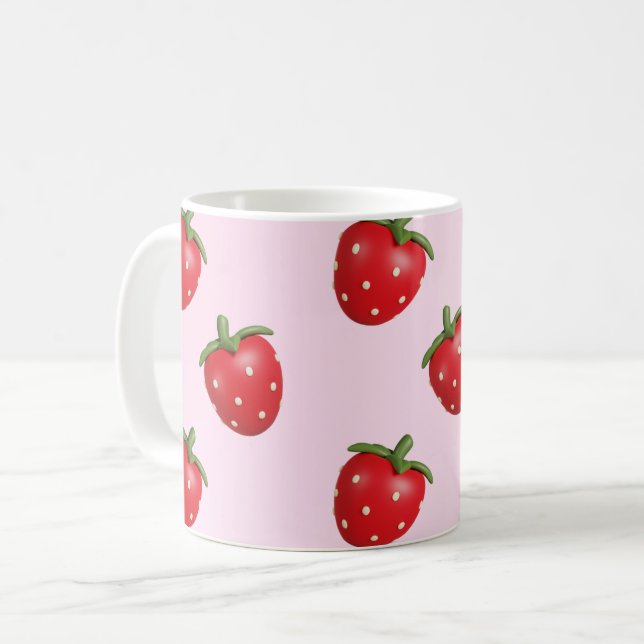 Preppy Strawberry Girly Coquette Pink Mug Gift (Front Left)