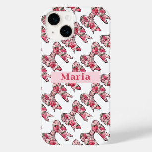 Preppy Strawberry Pink Bows Personalised Case-Mate iPhone 14 Case