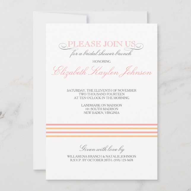Preppy Stripe Bridal Shower Invitation (Front)