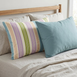Preppy Stripe Lilac Green Terracotta Cream Pillowcase