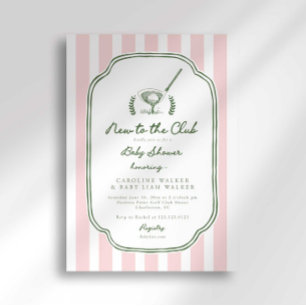 Preppy Stripe New to the Club Golf Baby Shower Invitation