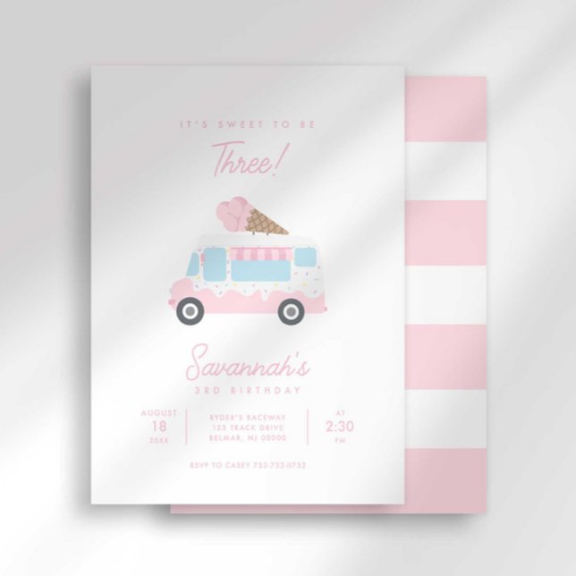 Preppy Stripe Sweet Ice Cream Birthday Invitation (Creator Uploaded)