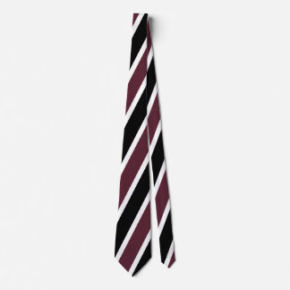Preppy Stripe Tie - Maroon, Black & White