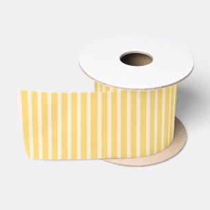 Preppy Striped Sunny Yellow Cottagecore Pattern Satin Ribbon