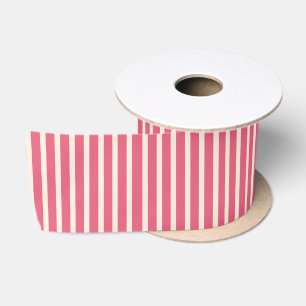 Preppy Striped Watermelon Pink Cottagecore Pattern Satin Ribbon
