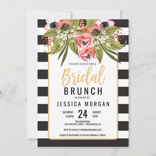 Preppy Stripes Bridal Shower Invitation (Front)