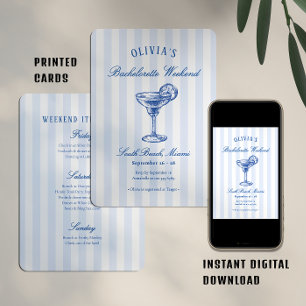 Preppy Stripes & Cocktail Bachelorette Weekend Invitation