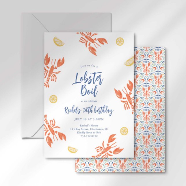 Preppy Stripes Lobster Boil Seafood Feast  Invitation (Creator Uploaded)