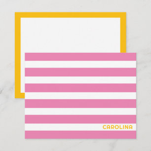 Preppy Stripes Pink & Bright Bright Yellow Cute Card