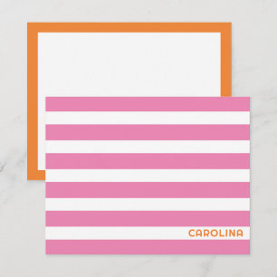 Preppy Stripes Pink & Orange Cute Girly Card