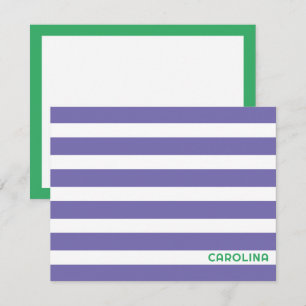 Preppy Stripes Purple & Bright Green Cute Girly Card