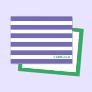 Preppy Stripes Purple & Bright Green Cute Girly Card